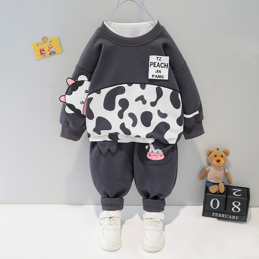 Ensemble deux pièces pull et pantalon de dessin animé pour enfants