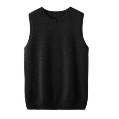 Women's Round Neck Sleeveless Pure Wool Sweater Vest