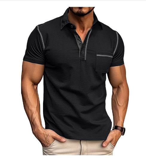 Men's Short Sleeve Polo Shirt Henry T-shirts - Casual Summer Quick Dry Top - Breathable Cotton Blend Knit Tee Sports Street Fashion Top