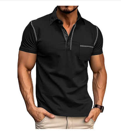 Men's Short Sleeve Polo Shirt Henry T-shirts - Casual Summer Quick Dry Top - Breathable Cotton Blend Knit Tee Sports Street Fashion Top