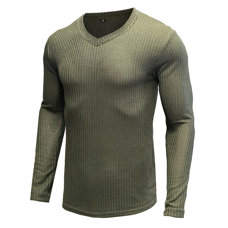 European And American Knitted Men's T-shirt Long-sleeved Sweater