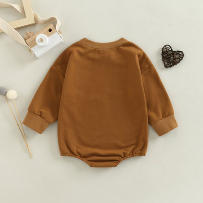 Children's Love Embroidered One-piece Long Sleeve Romper