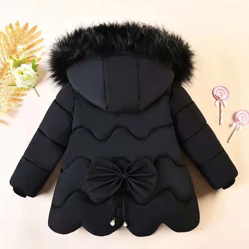 Girls' Fashion Big Fur Collar Down Cotton Jacket