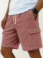 Versatile 3D Bag Mens Drawstring Corduroy Side-Pocket Shorts
