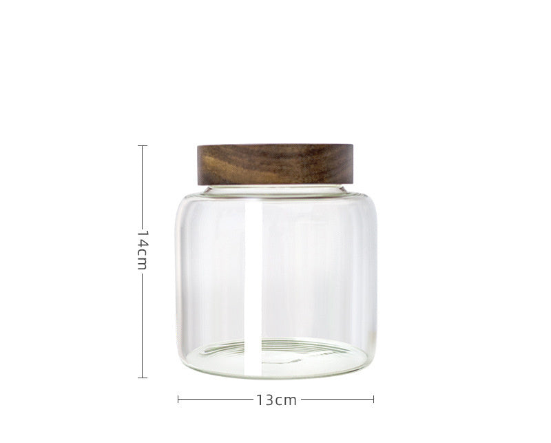 Large Storage Jar Household Acacia Wood Lid