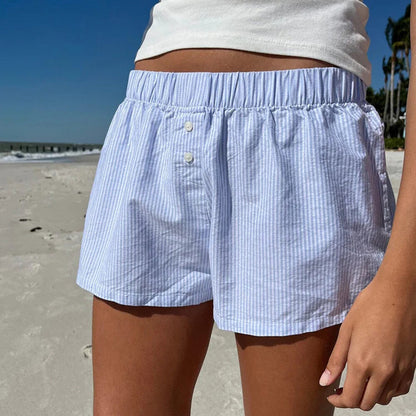 Casual Loose Striped Contrast Color Shorts