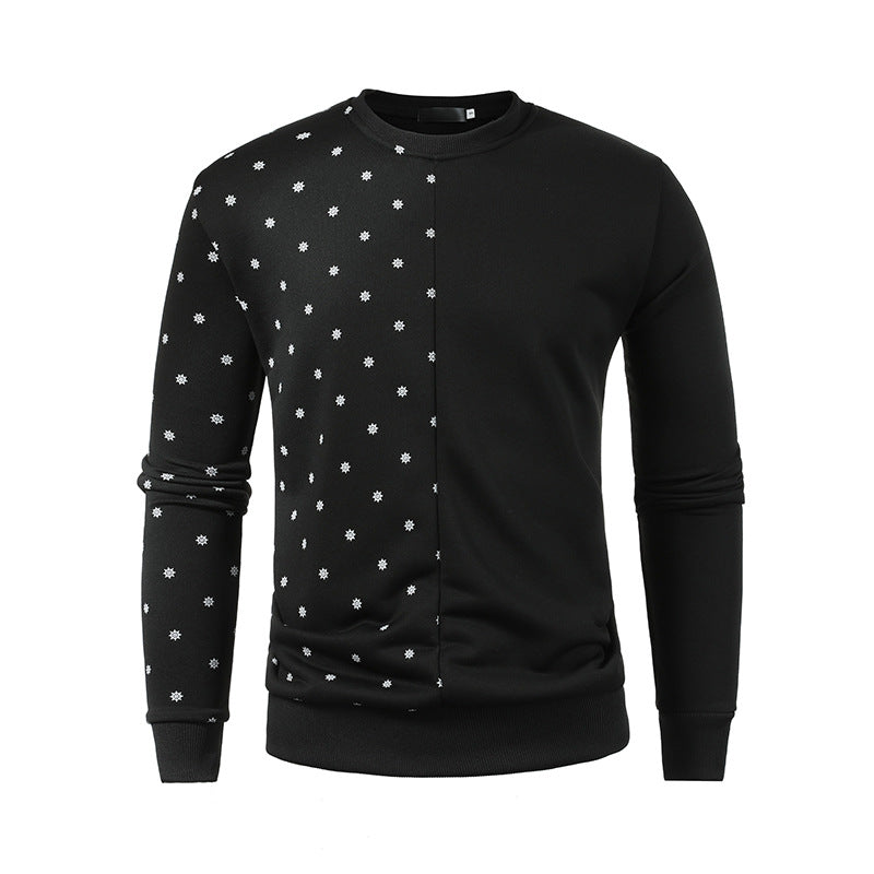 New Trend Printed Large Round Neck Men's Casual Pullover Sweater