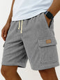 Versatile 3D Bag Mens Drawstring Corduroy Side-Pocket Shorts