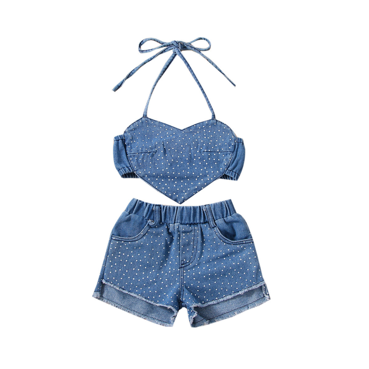 Ensemble haut et short en jean pour fille