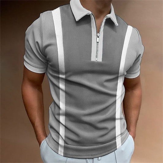 European And American Men's 3D Digital Printing Zipper Polo Shirt Plus Size