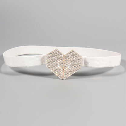 Ceinture femme strass forme coeur élastique et haute élasticité