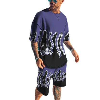 Fish Feet 3D Short Sleeve Digital Printed T-shirt Suit Casual