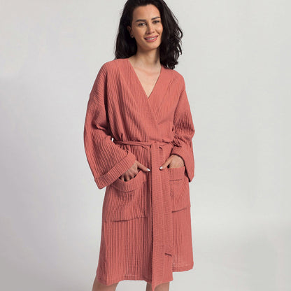 Sleeve Nightgown Cardigan Double-layer Gauze Pajamas