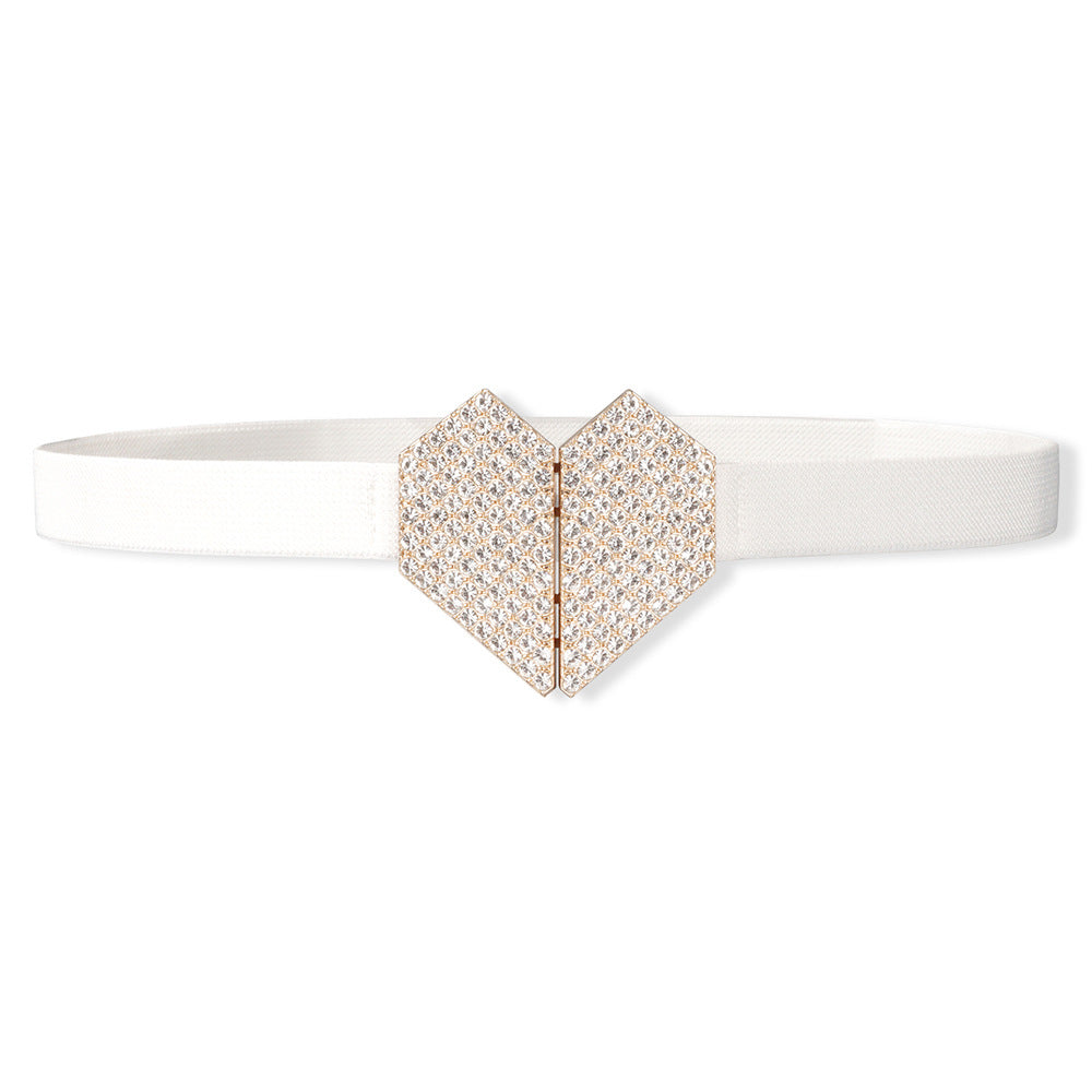 Ceinture femme strass forme coeur élastique et haute élasticité