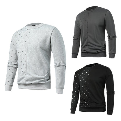 New Trend Printed Large Round Neck Men's Casual Pullover Sweater