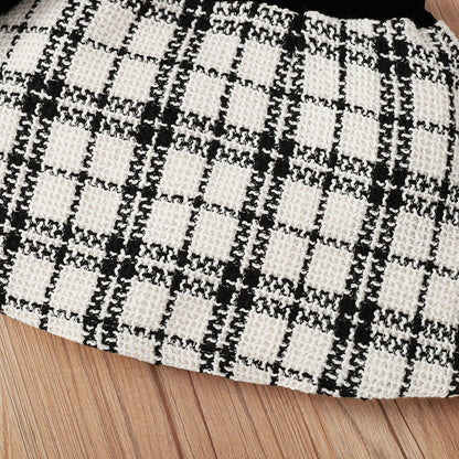 Black Plaid Print Baby Girl Suit Skirt