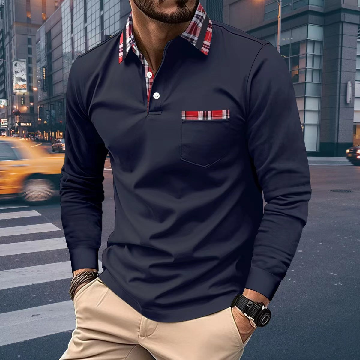 Autumn Button Pocket Men's Long Sleeve Sweatshirt