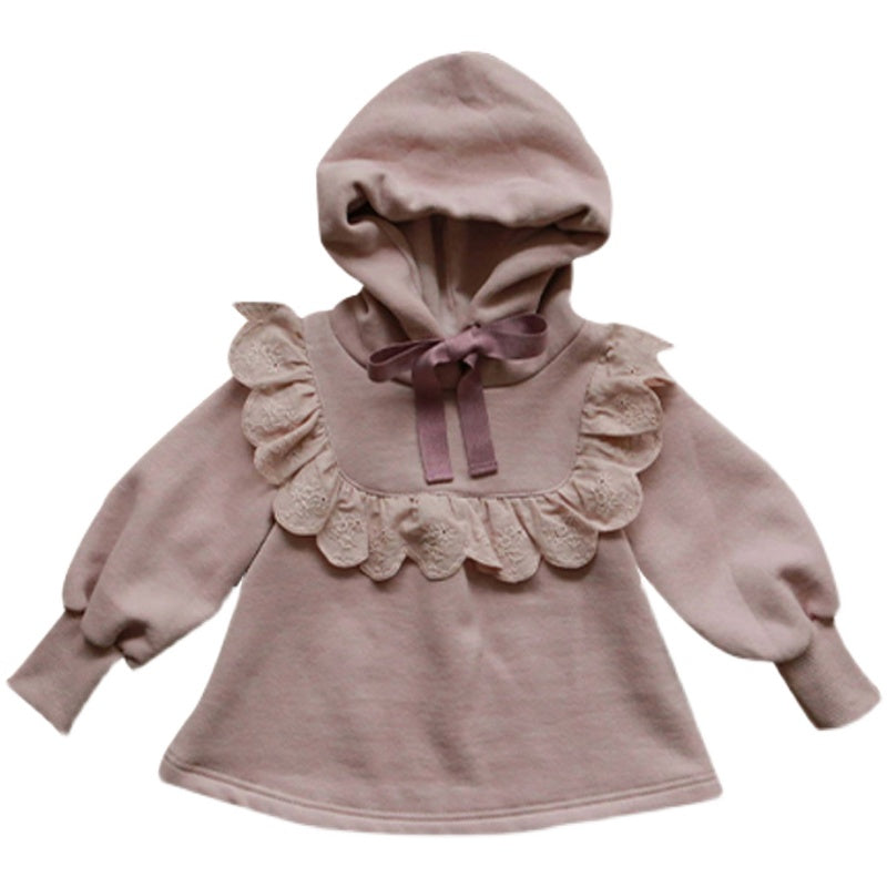 Winter Girls Plus Velvet Lace Pullover Hoodie