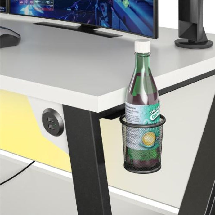 Genesis Adjustable Gaming Desk, White