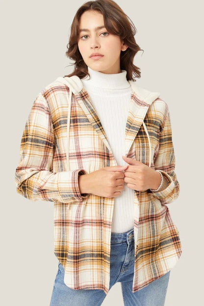 Hooded Breasted Casual Shirt Pullover