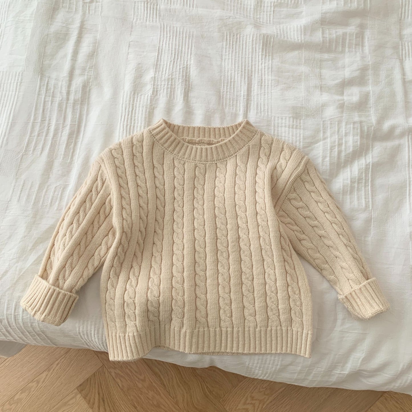 Children's Fried Dough Twists Sweater Solid Color Suit