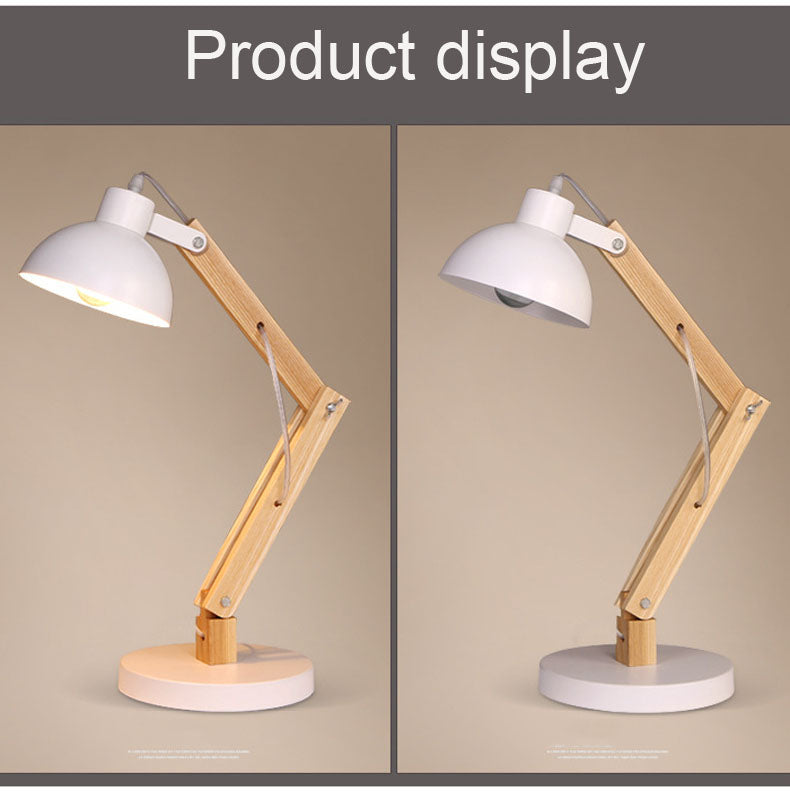 Household Solid Wood Long Arm Adjustable Desk Lamp