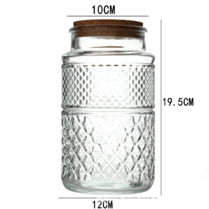 New French Glass Sealed Jar Bamboo Lid Moisture-proof Storage Jar