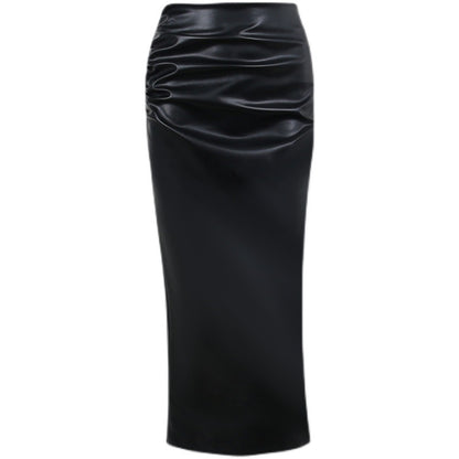 Women's Pu Skirt Fashion Pleated High Waist