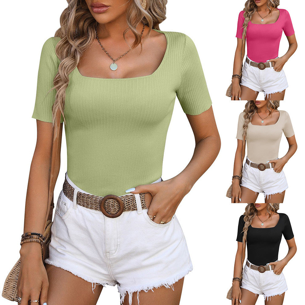 Square-neck Bottoming Shirt Short-sleeved