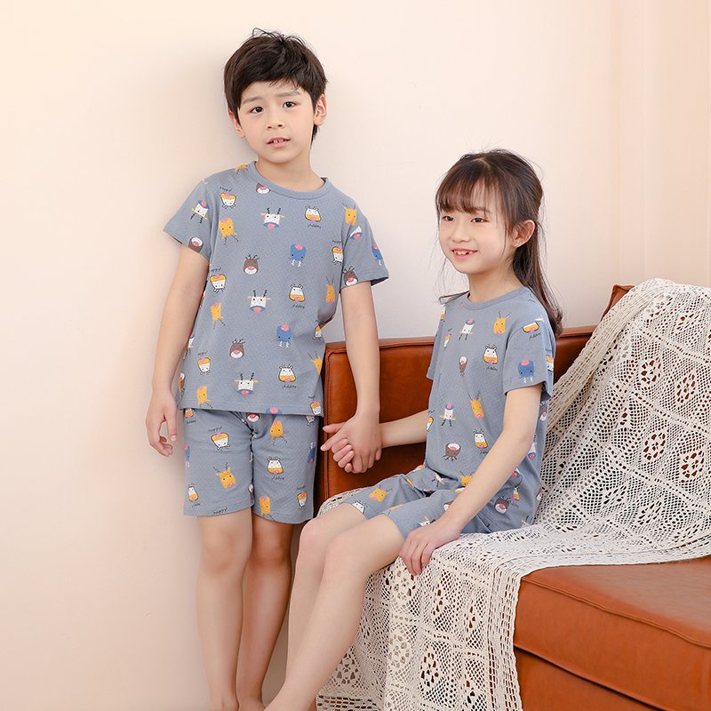 Children's Fashion Casual Cotton Print Short Sleeve Suit