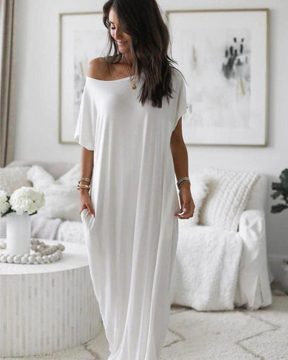 Solid Color Homewear Long Dress