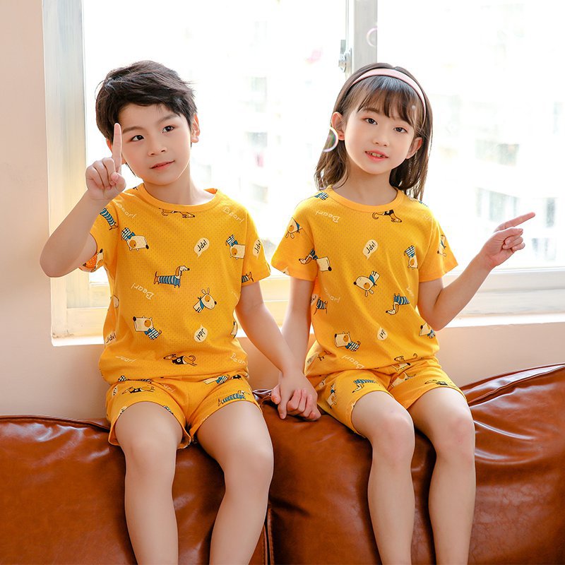 Children's Fashion Casual Cotton Print Short Sleeve Suit