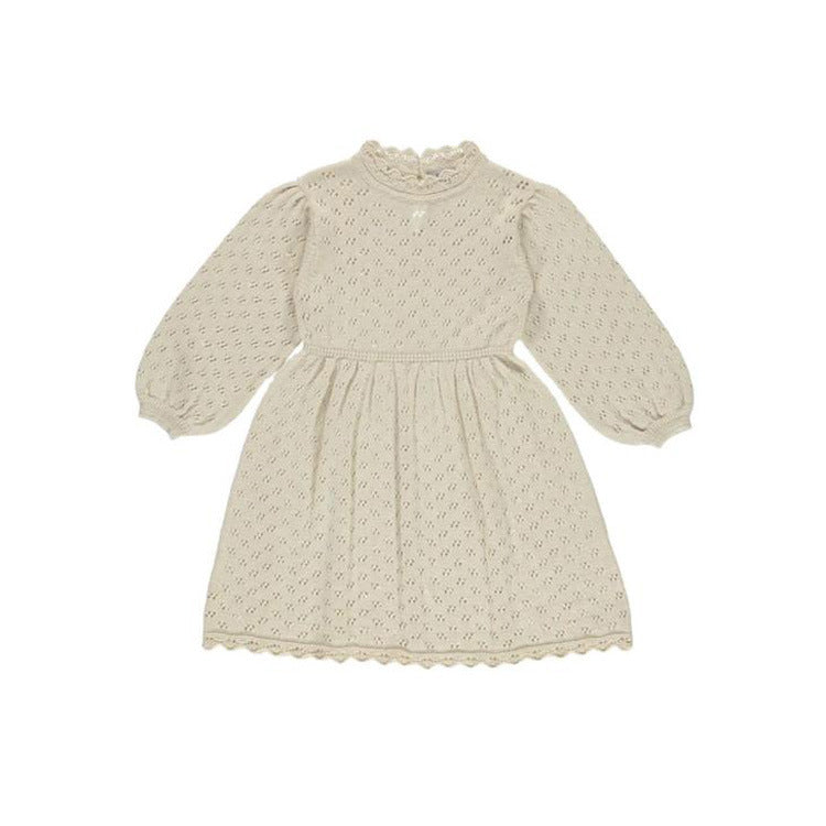 Pull pour enfants, pull en tricot avec découpe en dentelle, haut à manches bouffantes