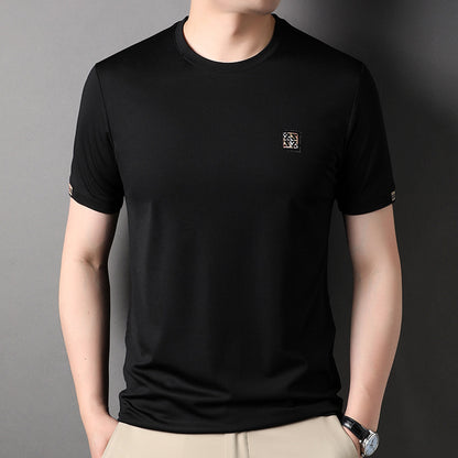 Men's Casual Short-sleeved Bottoming Shirt Round Neck T-shirt Printed Thin Menswear Undershirt