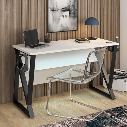 Genesis Adjustable Gaming Desk, White