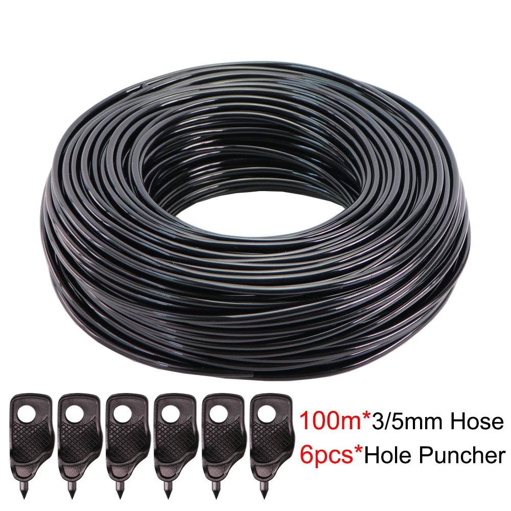 5-140m Garden Watering 3/5mm Hose Irrigation Pipe 1/8&#39;&#39; Tubing Greenhouse Bonsai Plant Flower Drip Arrow Dripper Sprinkler Tube