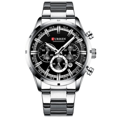 Luxury Sports Quartz Mens Watches Full Steel Waterproof Chronograph