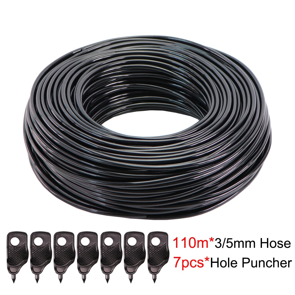 5-140m Garden Watering 3/5mm Hose Irrigation Pipe 1/8&#39;&#39; Tubing Greenhouse Bonsai Plant Flower Drip Arrow Dripper Sprinkler Tube