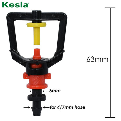 KESLA 5PCS Greenhouse 360 Refraction Micro Nozzle Garden Drip Irrigation Misting System Hanging Humidifier Sprayer w 4/7mm Barb