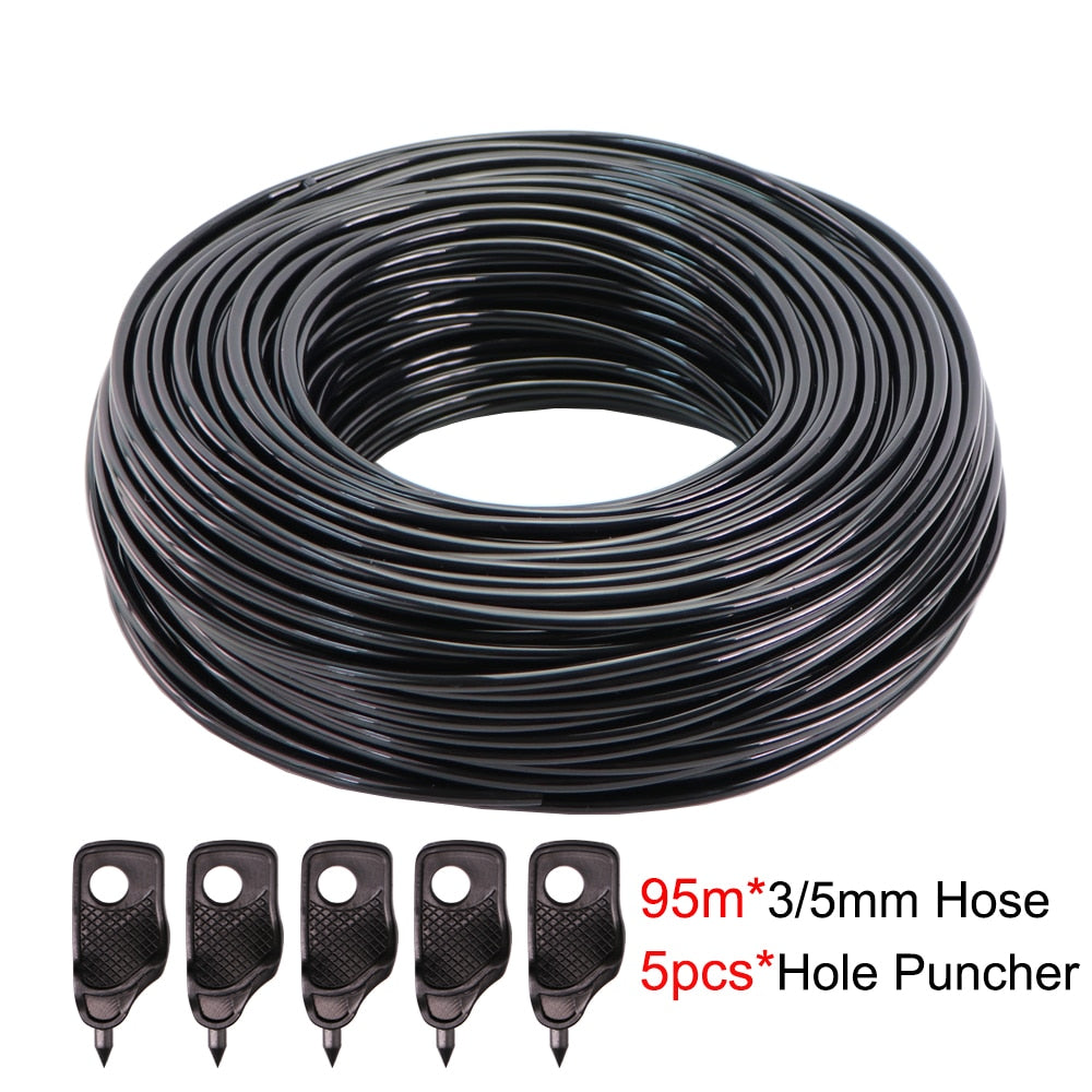 5-140m Garden Watering 3/5mm Hose Irrigation Pipe 1/8&#39;&#39; Tubing Greenhouse Bonsai Plant Flower Drip Arrow Dripper Sprinkler Tube