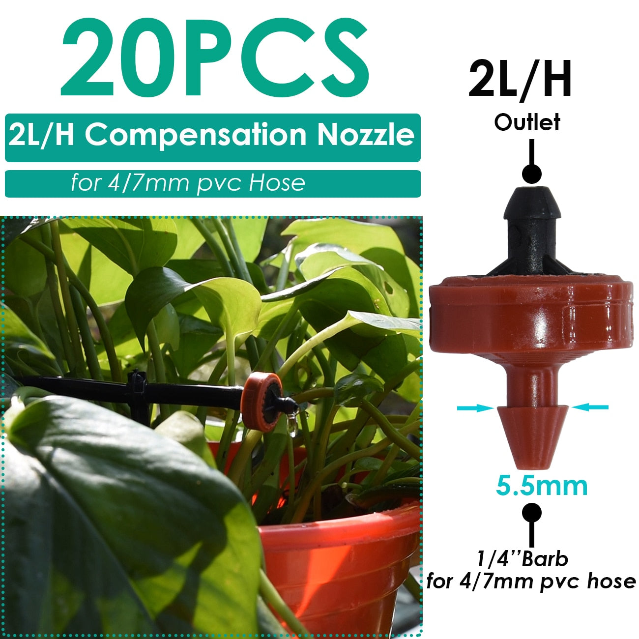 KESLA 5PCS Greenhouse 360 Refraction Micro Nozzle Garden Drip Irrigation Misting System Hanging Humidifier Sprayer w 4/7mm Barb