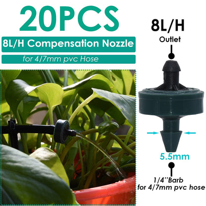 KESLA 5PCS Greenhouse 360 Refraction Micro Nozzle Garden Drip Irrigation Misting System Hanging Humidifier Sprayer w 4/7mm Barb