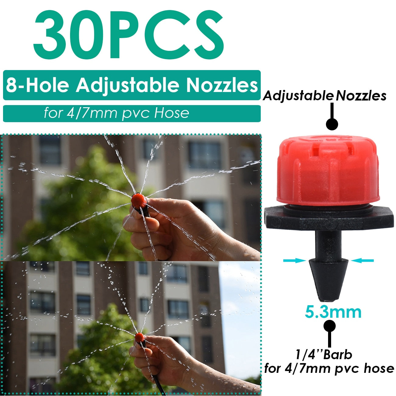 KESLA 5PCS Greenhouse 360 Refraction Micro Nozzle Garden Drip Irrigation Misting System Hanging Humidifier Sprayer w 4/7mm Barb